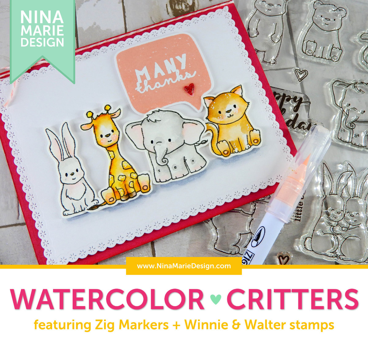 Watercolor Critters + Winnie and Walter's 3rd Birthday Bash | Nina-Marie Design Zig Watercolor Critters + Winnie & Walter 3rd Birthday Bash | Nina-Marie Design