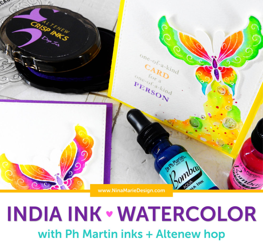 India Ink Watercolor with PH Martin Inks + Altenew 3rd Anniversary Hop India Ink Watercolor with PH Martin Inks + Altenew 3rd Anniversary Hop