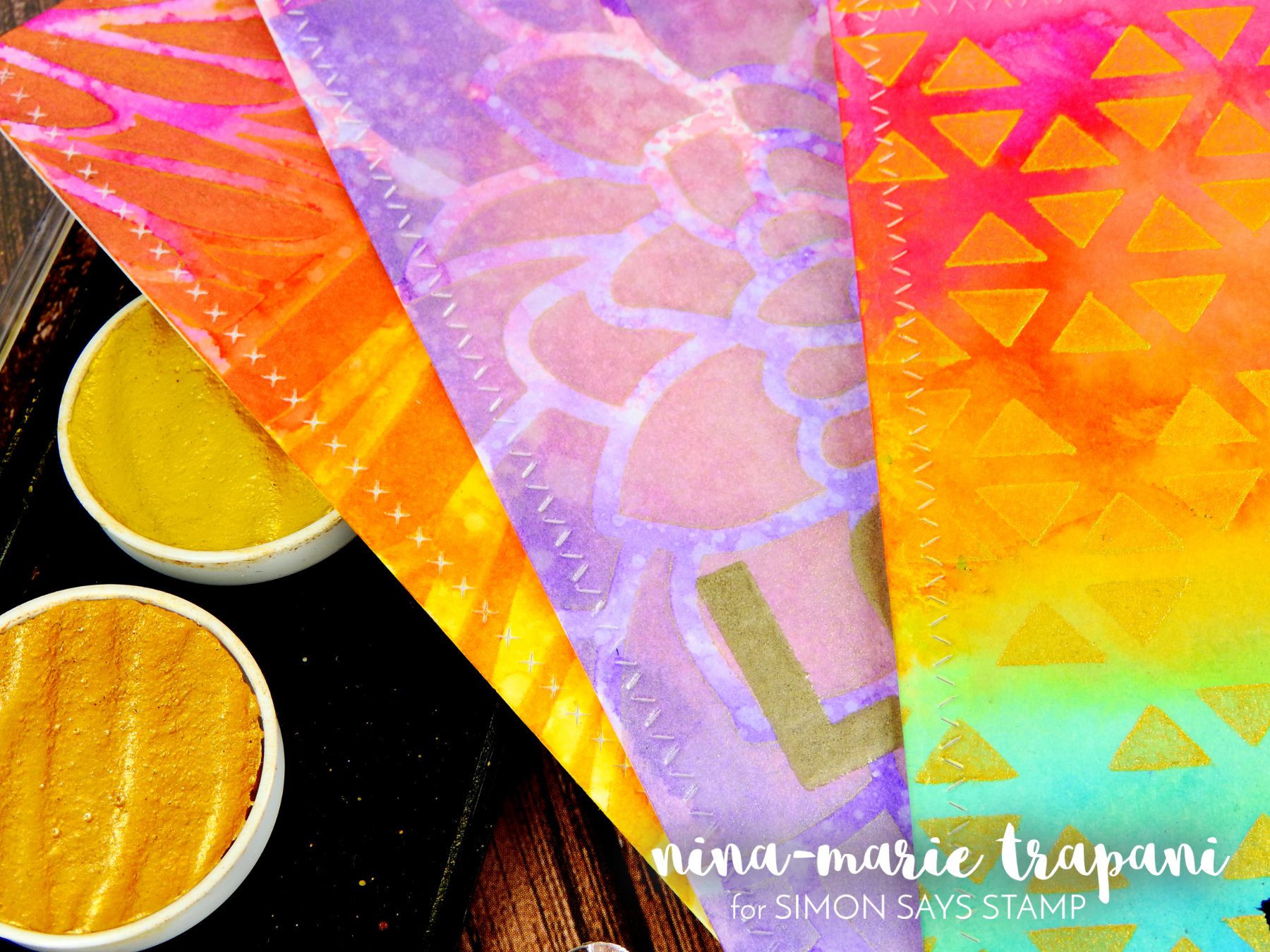 Studio Monday with Nina-Marie: Gold Accented Backgrounds with Stencils -  Nina-Marie Design