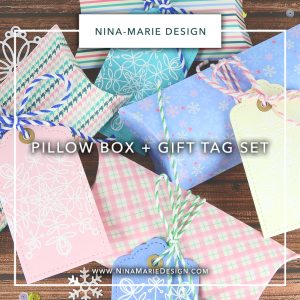 Pillow Box + Gift Tag Set + Simon January Card Kit Nina-Marie Design