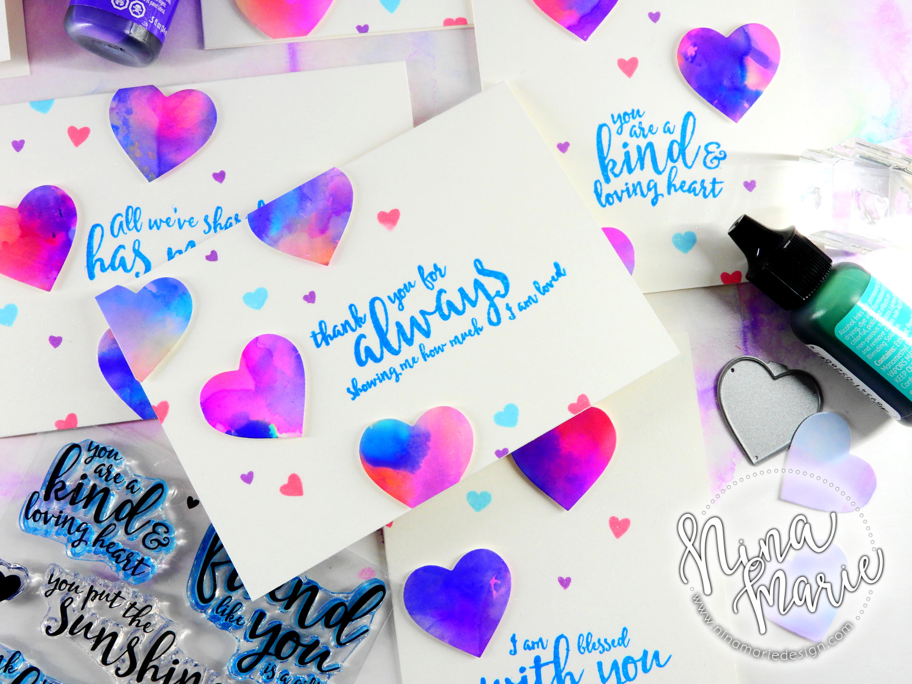 Alcohol Ink Die Cuts + Simon’s Love You Forever Card Kit | Nina-Marie Design