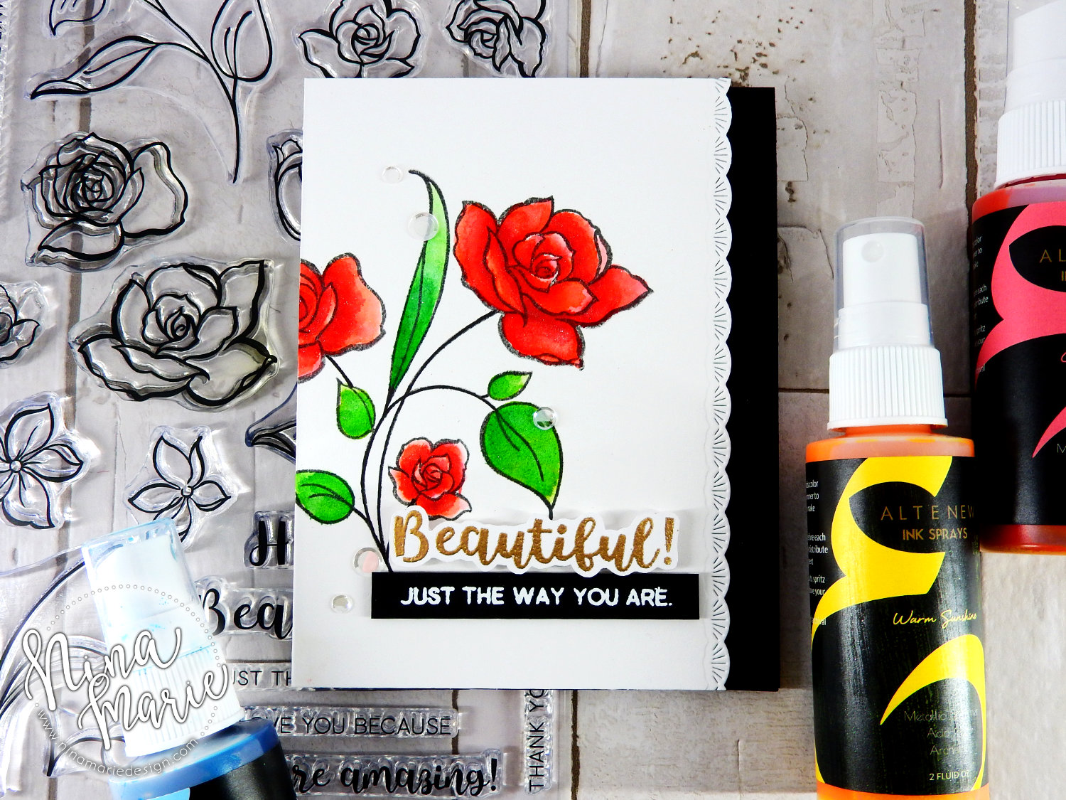 Stencils and Spray Ink + Altenew Release Hop | Nina-Marie Design