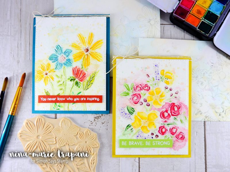 Emboss Resist + Messy Watercolor Florals | Nina-Marie Design