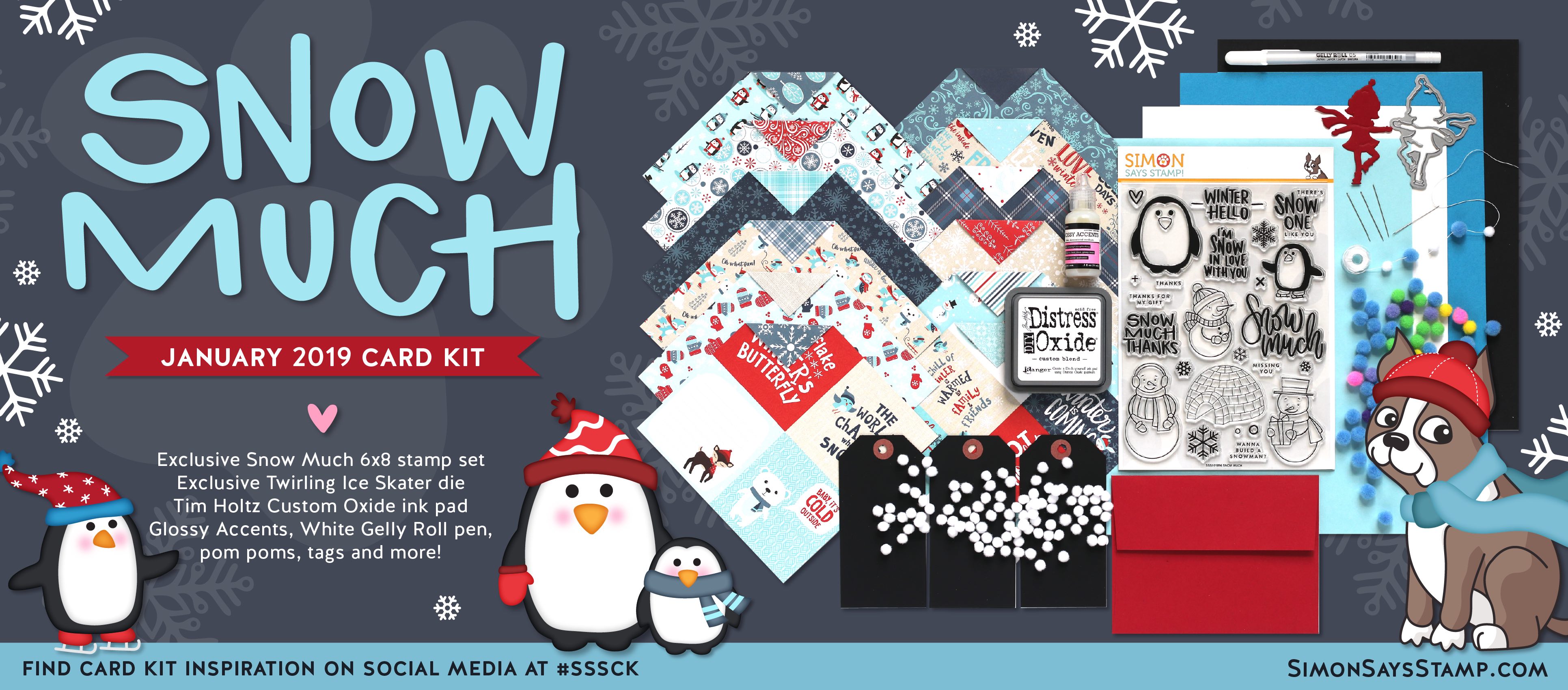 Watercoloring Die Cuts + Simon's January Card Kit Snow Much