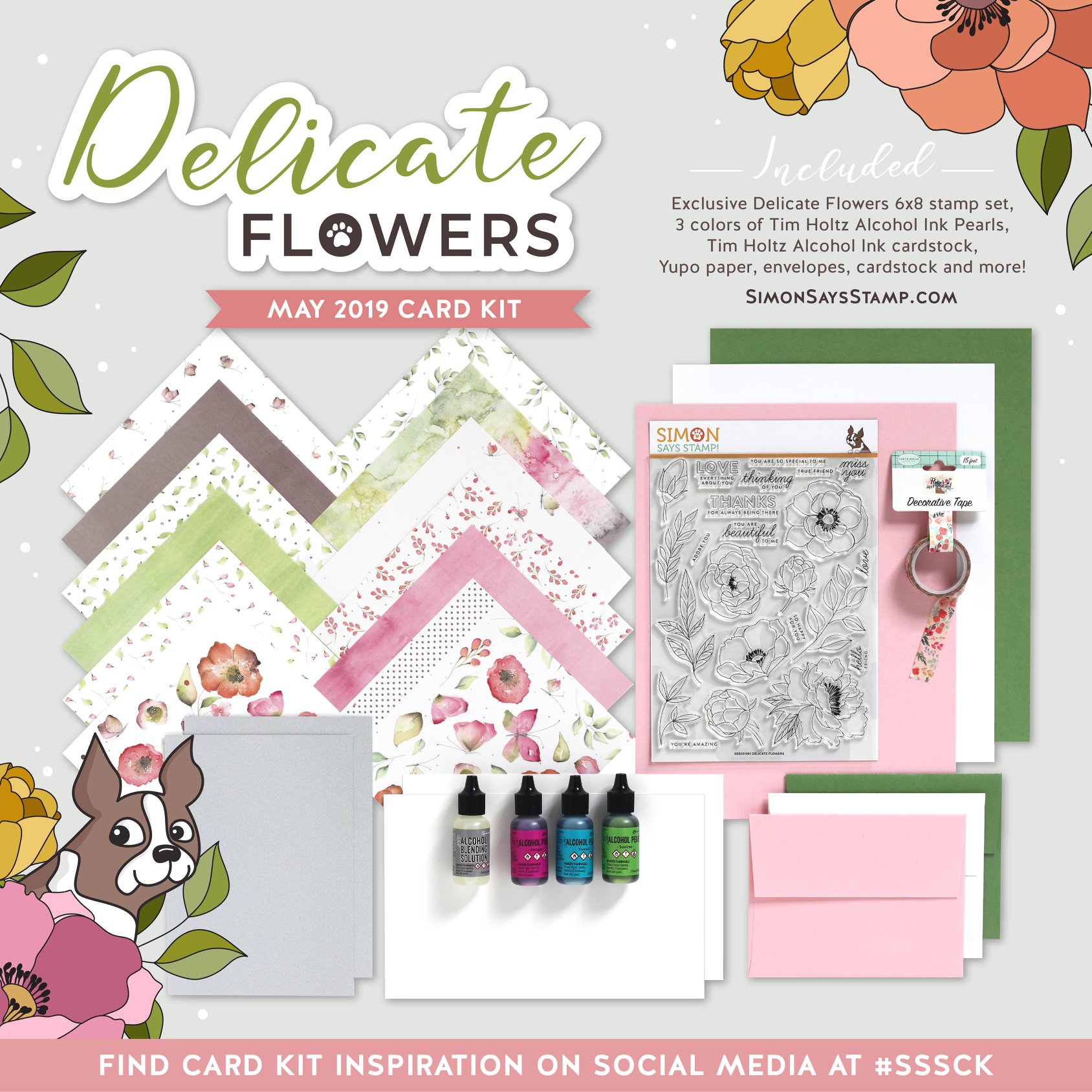 Layered Floral Arrangements with Copics + Simon's Celebrate Women Blog Hop