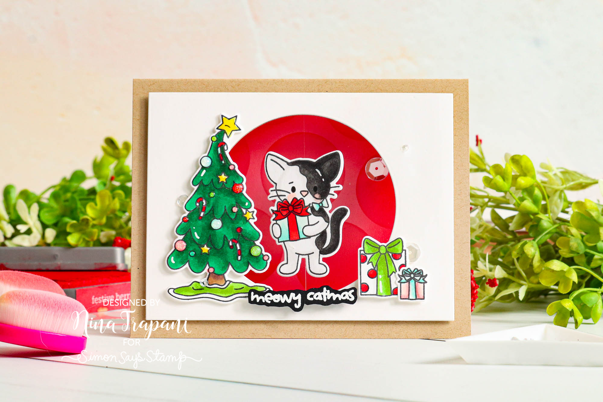 Easy Kitty Spinner Card Simon S Make Merry Release Nina Marie Design
