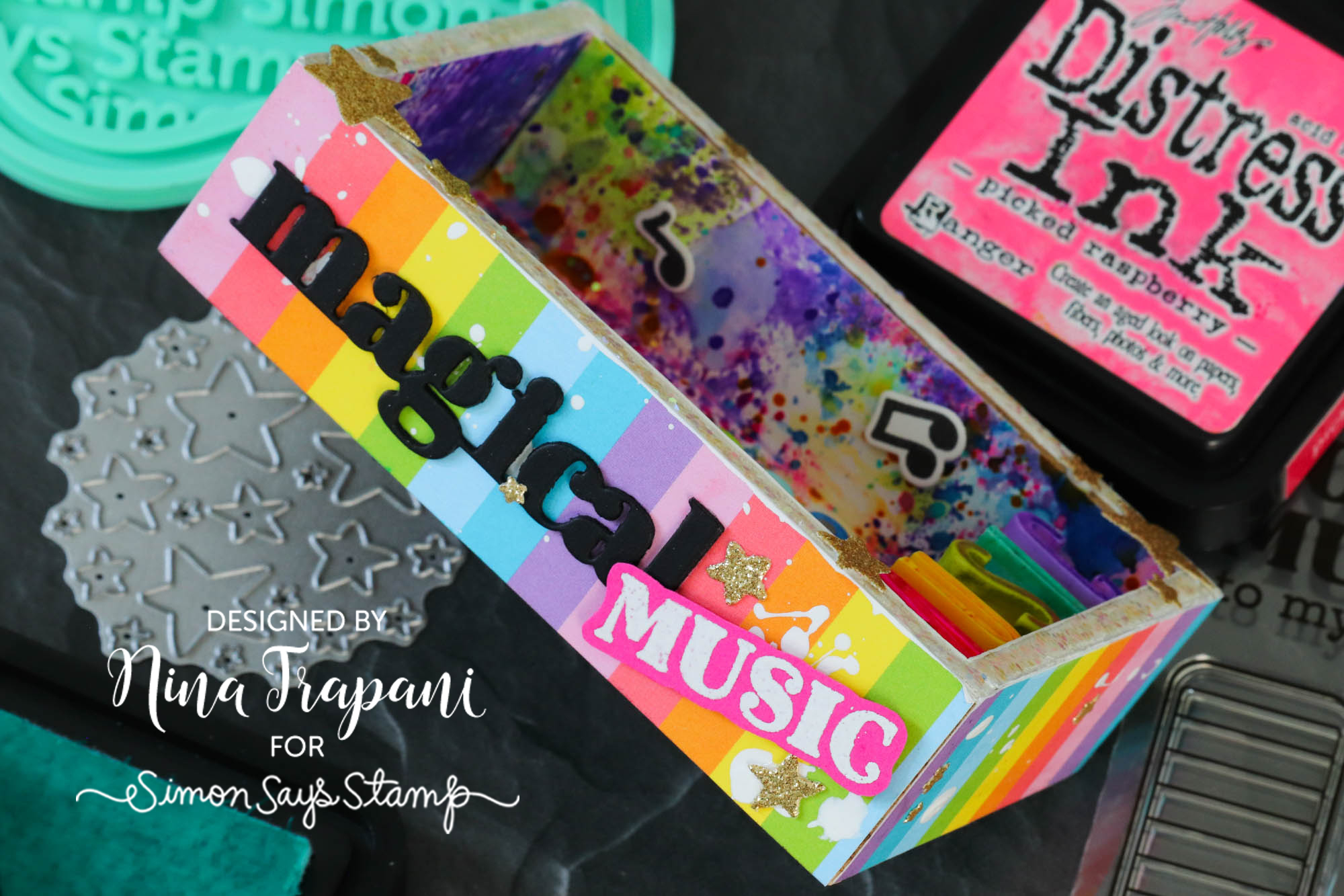 Lots of Inky Techniques! Rainbow Xylophone Vignette + Blog Hop