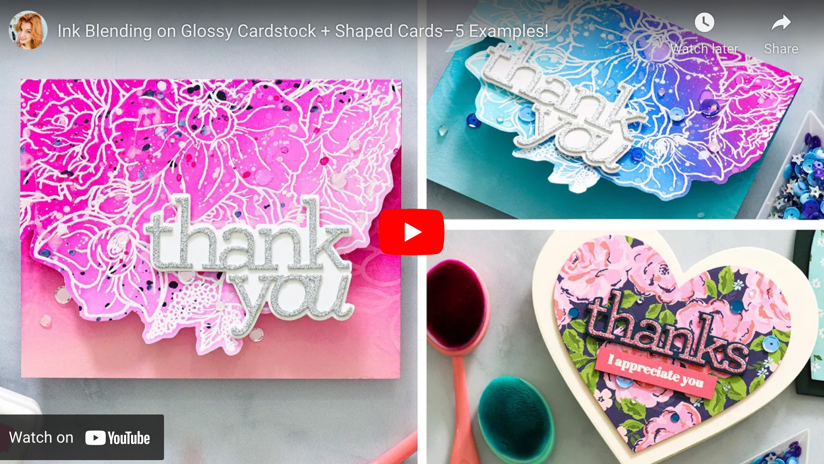 Ink Blending on Glossy Cardstock + Shaped Cards–5 Examples! - Nina