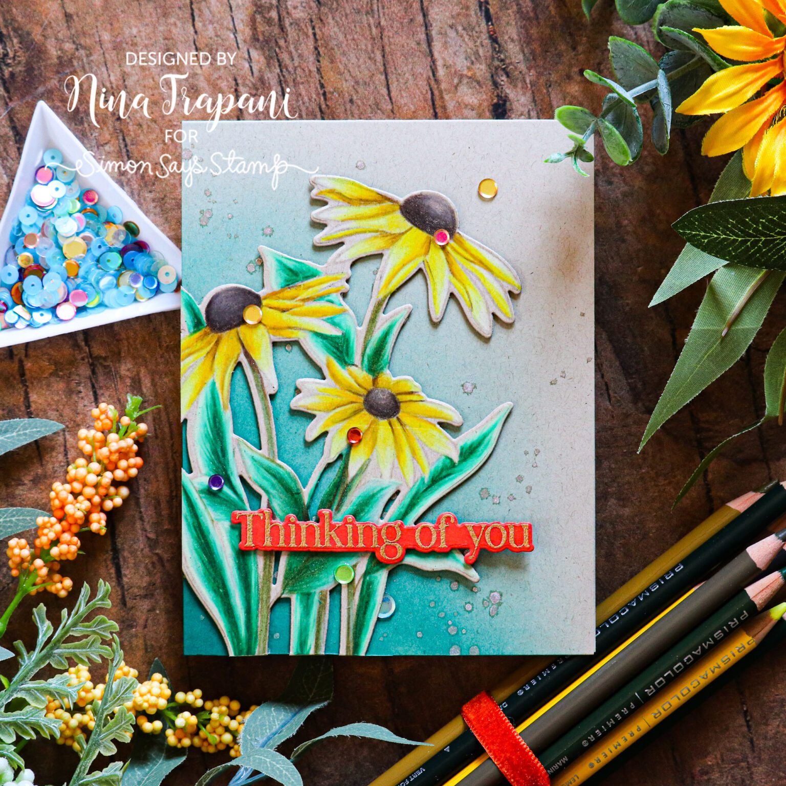 No Line Colored Pencil On Kraft + Simon's STAMPtember Release! Nina