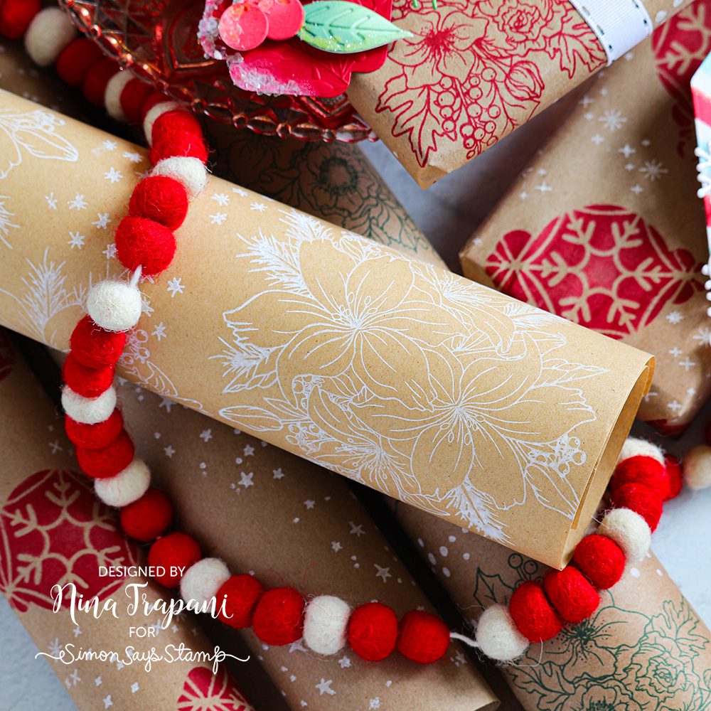 DIY Stamped Christmas Wrapping Paper made with an Eraser! - Ting and Things